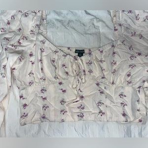 Flowy Sleeve Tie Front Crop